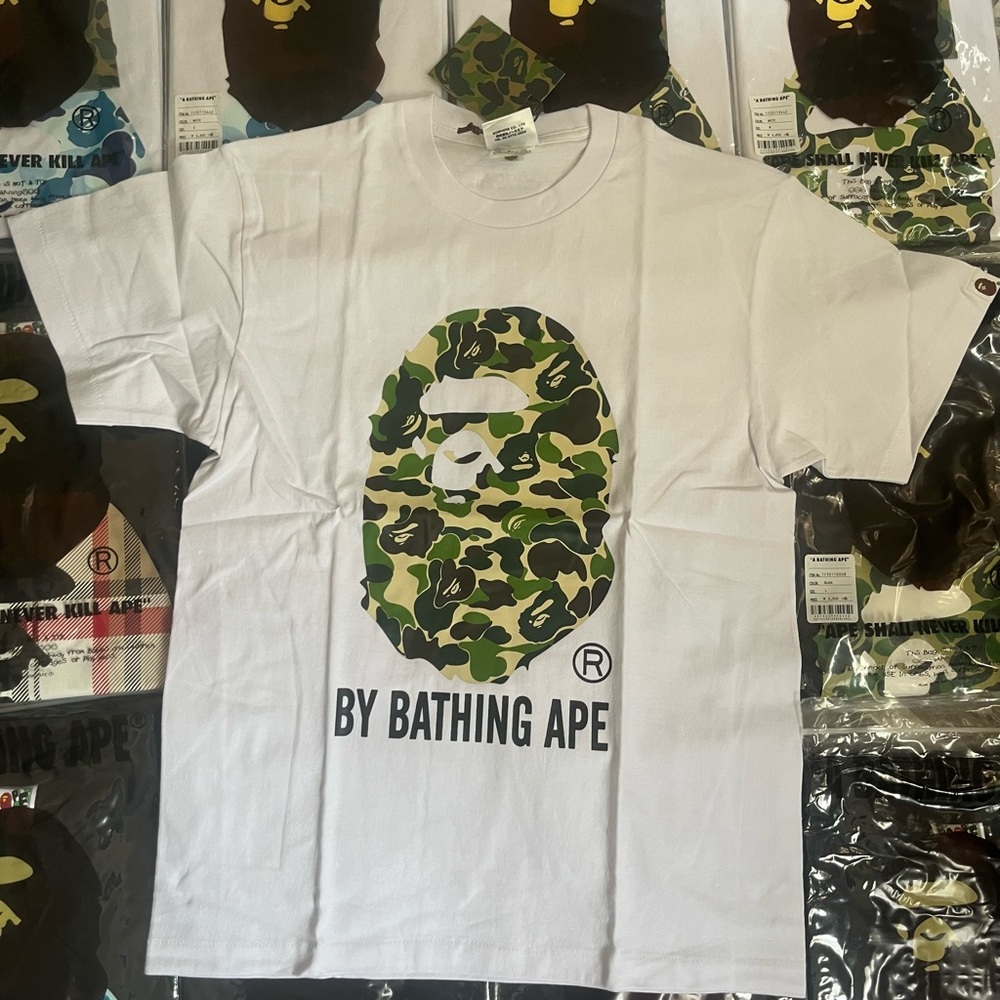 A Bathing Ape White T-Shirt with Camo Ape Logo